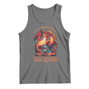 Im Not Procrastinating Im Doing Side Quests Tank Top Fantasy Gamer Humor Epic Dragon RPG Adventure TS02 Black Heather Print Your Wear