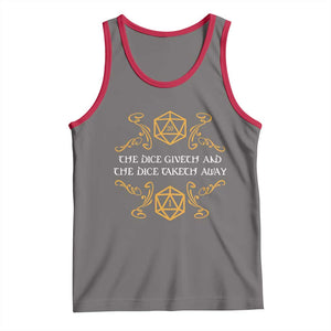 The Dice Giveth and the Dice Taketh Away RPG Quote Tank Top Classic Tabletop Dice Humor Fantasy Roleplay Fans TS02 Deep Heather Red Print Your Wear