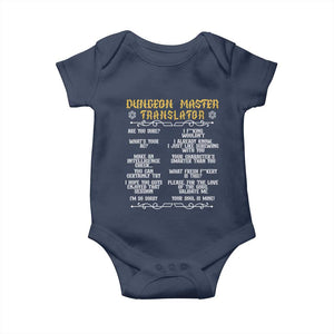 Dungeon Master Translator RPG Humor Baby Onesie Sarcastic Tabletop Roleplay Game Masters and Players TS02 Navy Print Your Wear