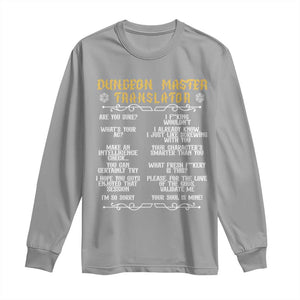 Dungeon Master Translator RPG Humor Long Sleeve Shirt Sarcastic Tabletop Roleplay Game Masters and Players TS02 Sport Gray Print Your Wear