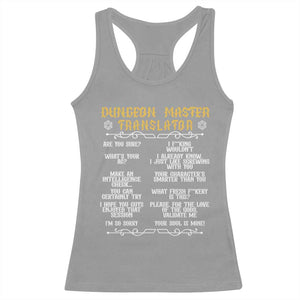 Dungeon Master Translator RPG Humor Racerback Tank Top Sarcastic Tabletop Roleplay Game Masters and Players TS02 Sport Gray Print Your Wear