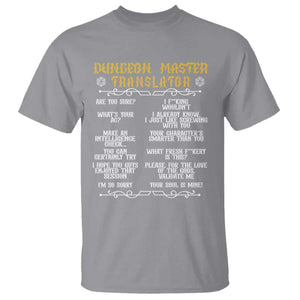 Dungeon Master Translator RPG Humor T Shirt Sarcastic Tabletop Roleplay Game Masters and Players TS02 Sport Gray Print Your Wear