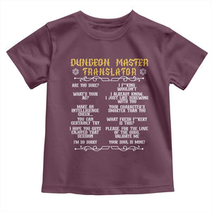 Dungeon Master Translator RPG Humor Toddler T Shirt Sarcastic Tabletop Roleplay Game Masters and Players TS02 Maroon Print Your Wear