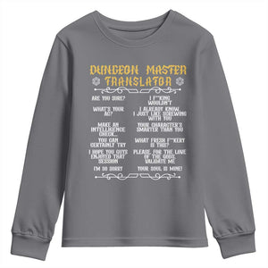 Dungeon Master Translator RPG Humor Youth Sweatshirt Sarcastic Tabletop Roleplay Game Masters and Players TS02 Charcoal Print Your Wear