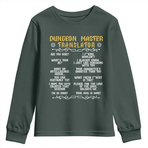 Dungeon Master Translator RPG Humor Youth Sweatshirt Sarcastic Tabletop Roleplay Game Masters and Players TS02 Dark Forest Green Print Your Wear