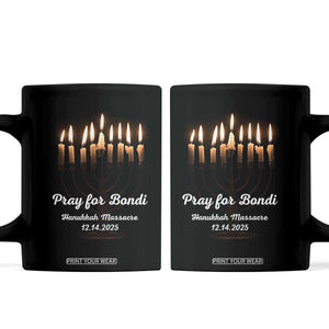 Pray for Bondi Australia Hanukkah Dec 14 2025 Coffee Mug Menorah Lights Jewish Faith Memorial TS02 Black Print Your Wear