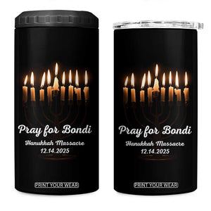 Pray for Bondi Australia Hanukkah Dec 14 2025 4 in 1 Can Cooler Tumbler Menorah Lights Jewish Faith Memorial TS02 One Size: 16 oz Black Print Your Wear