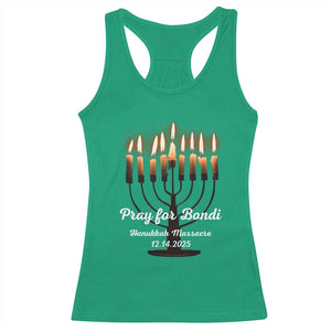 Pray for Bondi Australia Hanukkah Dec 14 2025 Racerback Tank Top Menorah Lights Jewish Faith Memorial TS02 Irish Green Print Your Wear