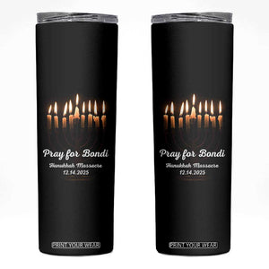 Pray for Bondi Australia Hanukkah Dec 14 2025 Skinny Tumbler Menorah Lights Jewish Faith Memorial TS02 Black Print Your Wear