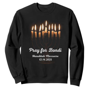 Pray for Bondi Australia Hanukkah Dec 14 2025 Sweatshirt Menorah Lights Jewish Faith Memorial TS02 Black Print Your Wear