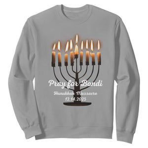 Pray for Bondi Australia Hanukkah Dec 14 2025 Sweatshirt Menorah Lights Jewish Faith Memorial TS02 Sport Gray Print Your Wear