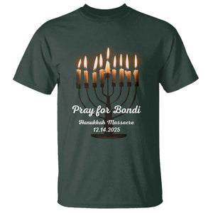Pray for Bondi Australia Hanukkah Dec 14 2025 T Shirt Menorah Lights Jewish Faith Memorial TS02 Dark Forest Green Print Your Wear