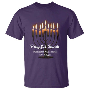 Pray for Bondi Australia Hanukkah Dec 14 2025 T Shirt Menorah Lights Jewish Faith Memorial TS02 Purple Print Your Wear