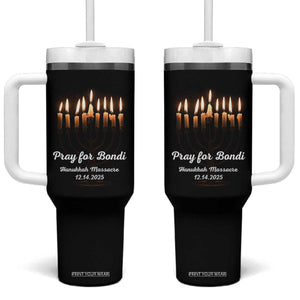 Pray for Bondi Australia Hanukkah Dec 14 2025 Tumbler With Handle Menorah Lights Jewish Faith Memorial TS02 One Size: 40 oz Black Print Your Wear