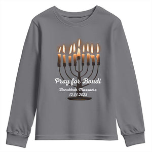 Pray for Bondi Australia Hanukkah Dec 14 2025 Youth Sweatshirt Menorah Lights Jewish Faith Memorial TS02 Charcoal Print Your Wear