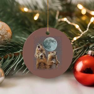 Funny Three Groundhog Meme Ceramic Ornament Woodchucks Under The Moon TS02 1pc Mocha Print Your Wear