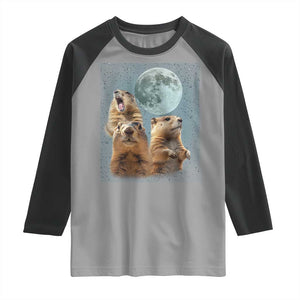 Funny Groundhog Meme Raglan Shirt Woodchucks Under The Moon TS02 Sport Gray Black Print Your Wear