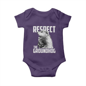 Respect The Groundhog Baby Onesie Funny Woodchuck Shadow Meteorlogy TS02 Purple Print Your Wear