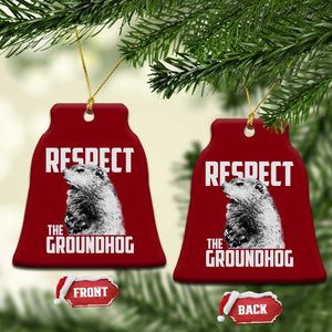 Respect The Groundhog Ceramic Ornament Funny Woodchuck Shadow Meteorlogy TS02 Print Your Wear