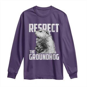 Respect The Groundhog Long Sleeve Shirt Funny Woodchuck Shadow Meteorlogy TS02 Purple Print Your Wear