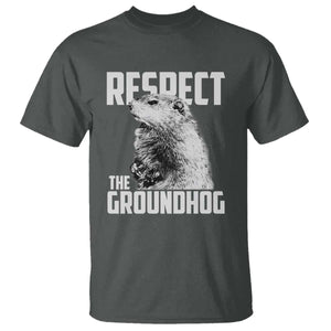 Respect The Groundhog T Shirt Funny Woodchuck Shadow Meteorlogy TS02 Dark Heather Print Your Wear