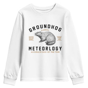 Groundhog Meteorology Youth Sweatshirt Estd 1887 Accurate 50 Percent Of The Time Woodchuck TS02 White Print Your Wear