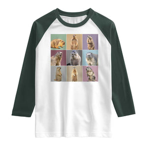 In My Groundhog Era Raglan Shirt Funny Woodchuck TS02 White Dark Forest Green Print Your Wear
