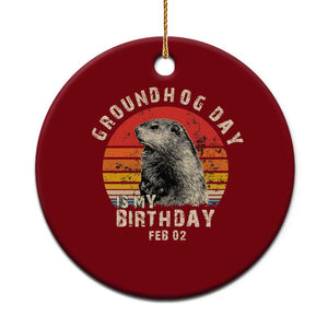 Groundhog Day Is My Birthday Ceramic Ornament Funny Woodchuck Retro Vintage TS02 1pc Red Print Your Wear