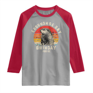 Groundhog Day Is My Birthday Raglan Shirt Funny Woodchuck Retro Vintage TS02 Sport Gray Red Print Your Wear