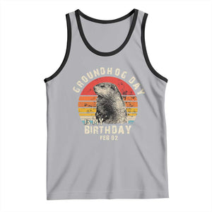 Groundhog Day Is My Birthday Tank Top Funny Woodchuck Retro Vintage TS02 Athletic Heather Black Print Your Wear