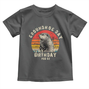 Groundhog Day Is My Birthday Toddler T Shirt Funny Woodchuck Retro Vintage TS02 Dark Heather Print Your Wear