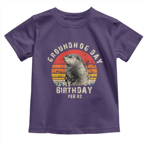 Groundhog Day Is My Birthday Toddler T Shirt Funny Woodchuck Retro Vintage TS02 Purple Print Your Wear