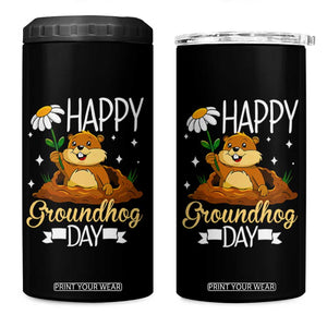 Happy Groundhog Day 4 in 1 Can Cooler Tumbler Punxsutawney Phil Groundhog Lover TS02 One Size: 16 oz Black Print Your Wear