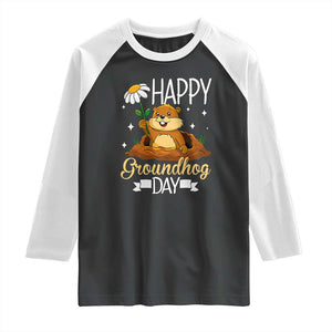 Happy Groundhog Day Raglan Shirt Punxsutawney Phil Groundhog Lover TS02 Black White Print Your Wear