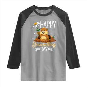 Happy Groundhog Day Raglan Shirt Punxsutawney Phil Groundhog Lover TS02 Sport Gray Black Print Your Wear