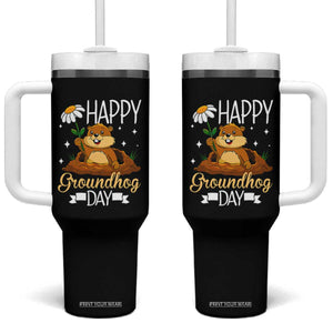 Happy Groundhog Day Tumbler With Handle Punxsutawney Phil Groundhog Lover TS02 One Size: 40 oz Black Print Your Wear