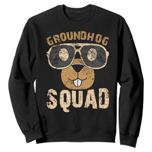 Groundhog Squad Sweatshirt Cute Woodchuck Happy Groundhog Day TS02 Black Print Your Wear