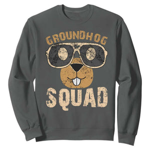 Groundhog Squad Sweatshirt Cute Woodchuck Happy Groundhog Day TS02 Dark Heather Print Your Wear