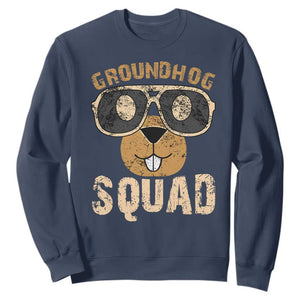 Groundhog Squad Sweatshirt Cute Woodchuck Happy Groundhog Day TS02 Navy Print Your Wear