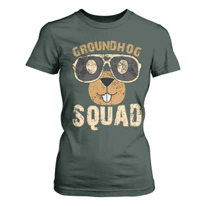 Groundhog Squad T Shirt For Women Cute Woodchuck Happy Groundhog Day TS02 Dark Forest Green Print Your Wear