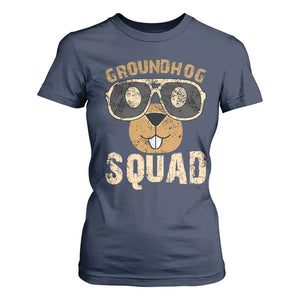 Groundhog Squad T Shirt For Women Cute Woodchuck Happy Groundhog Day TS02 Navy Print Your Wear