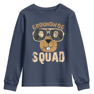 Groundhog Squad Youth Sweatshirt Cute Woodchuck Happy Groundhog Day TS02 Navy Print Your Wear