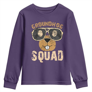 Groundhog Squad Youth Sweatshirt Cute Woodchuck Happy Groundhog Day TS02 Purple Print Your Wear