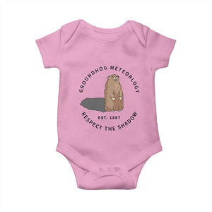 Groundhog Meteorology Baby Onesie Respect The Shadow Est 1887 Funny Woodchuck TS02 Light Pink Print Your Wear