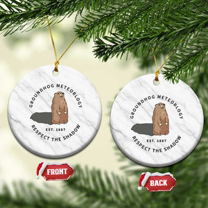 Groundhog Meteorology Ceramic Ornament Respect The Shadow Est 1887 Funny Woodchuck TS02 1pc White Marble Print Your Wear