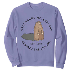 Groundhog Meteorology Sweatshirt Respect The Shadow Est 1887 Funny Woodchuck TS02 Violet Print Your Wear