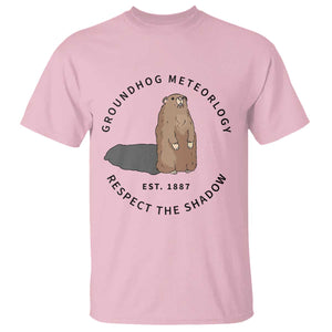 Groundhog Meteorology T Shirt Respect The Shadow Est 1887 Funny Woodchuck TS02 Light Pink Print Your Wear