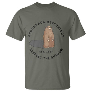 Groundhog Meteorology T Shirt Respect The Shadow Est 1887 Funny Woodchuck TS02 Military Green Print Your Wear