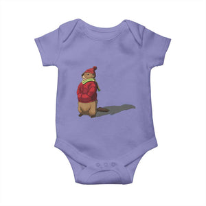 Groundhog Shadow Baby Onesie Funny Woodchuck Ground Hog Meteorlogy TS02 Violet Print Your Wear