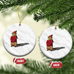 Groundhog Shadow Ceramic Ornament Funny Woodchuck Ground Hog Meteorlogy TS02 1pc White Marble Print Your Wear